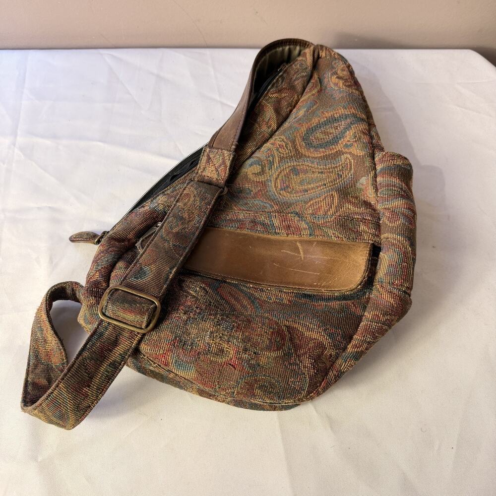VTG LL Bean AmeriBag Tapestry Sling Backpack Paisley 90s Crossbody Bag